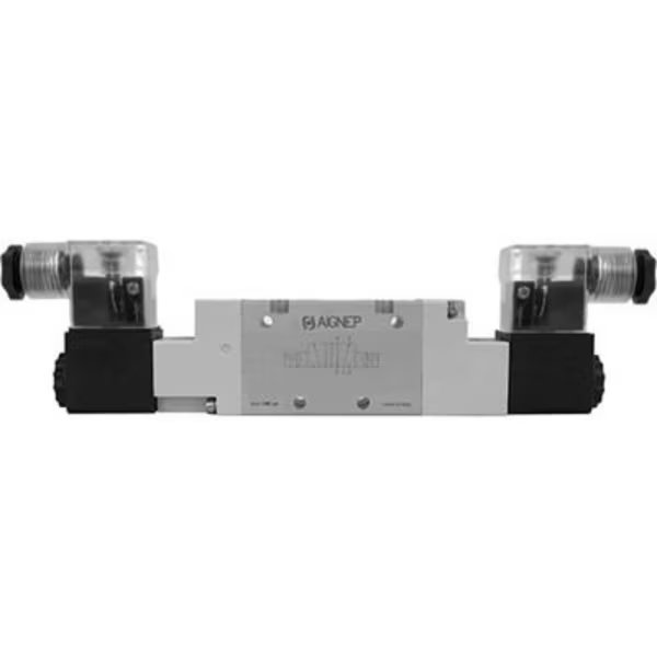 Aignep USA 5/2 Double Solenoid Valve, Pilot G 1/8, 24V AC/5VA Coil, LED Connection, Alpha Technologies, Mfr#: 01VS1500020402